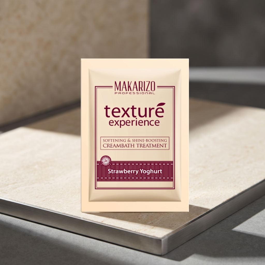 Makarizo Strawberry Yoghurt Creambath sachet — editorial Moir