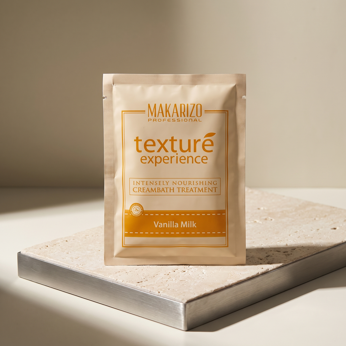 Makarizo Vanilla Milk Creambath sachet — editorial Moir