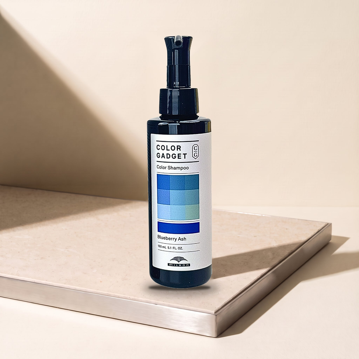Milbon Color Gadget Blueberry Ash 150 mL — komposit editorial dari foto produk asli